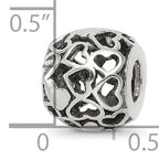 Sterling Silver 925 Antiqued Hearts Bali Bead Solid Vintage Design