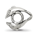 Sterling Silver 925 Dolphin Bead with Antiqued Finish Solid Design