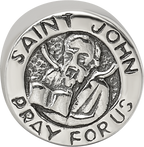 Sterling Silver 925 Saint John Prayer Bead with Antiqued Finish Solid Cast Design