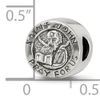 Sterling Silver 925 Saint John Prayer Bead with Antiqued Finish Solid Cast Design