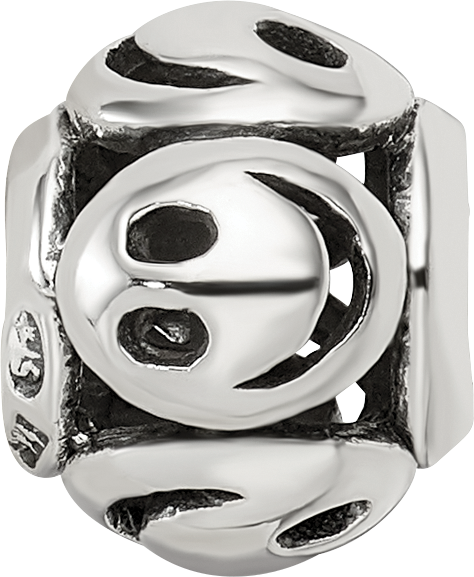Sterling Silver 925 Smiley Faces Bead with Antiqued Finish Solid Cast