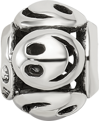 Sterling Silver 925 Smiley Faces Bead with Antiqued Finish Solid Cast