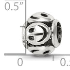 Sterling Silver 925 Smiley Faces Bead with Antiqued Finish Solid Cast