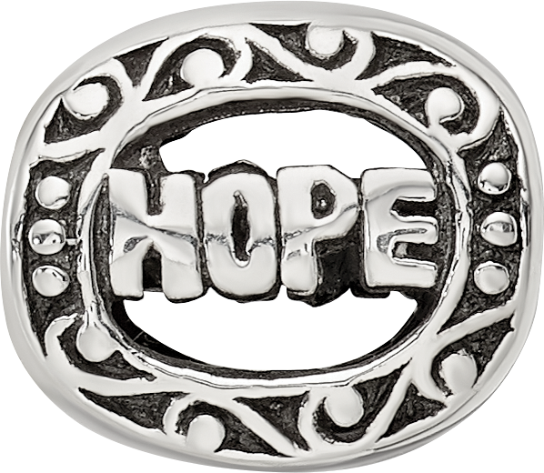 Sterling Silver 925 Hope Bead with Antiqued Finish for Timeless Elegance