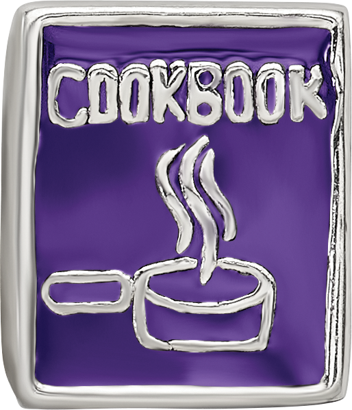 Sterling Silver 925 Purple Enameled Cookbook Bead Polished Finish