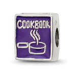 Sterling Silver 925 Purple Enameled Cookbook Bead Polished Finish