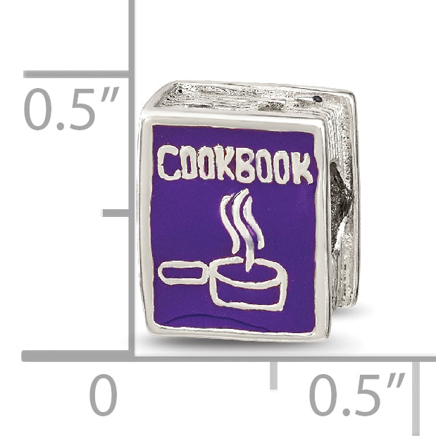 Sterling Silver 925 Purple Enameled Cookbook Bead Polished Finish