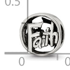 Sterling Silver 925 Faith Bead with Antiqued Finish Elegant Solid Design
