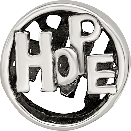 Sterling Silver 925 Antiqued Hope Bead Solid Themed Design by Sophia Jewelers