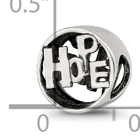 Sterling Silver 925 Antiqued Hope Bead Solid Themed Design by Sophia Jewelers