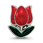 Sterling Silver 925 Enameled Tulip Bead with Elegant Floral Design