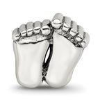 Sterling Silver 925 Antiqued Feet Bead with Solid Casted Design