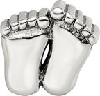 Sterling Silver 925 Antiqued Feet Bead with Solid Casted Design