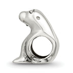 Sterling Silver 925 Antiqued Sea Lion Bead with Solid Cast Design