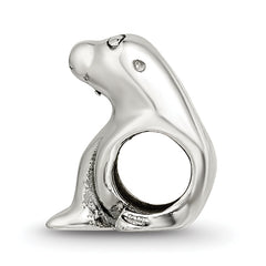 Sterling Silver 925 Antiqued Sea Lion Bead with Solid Cast Design