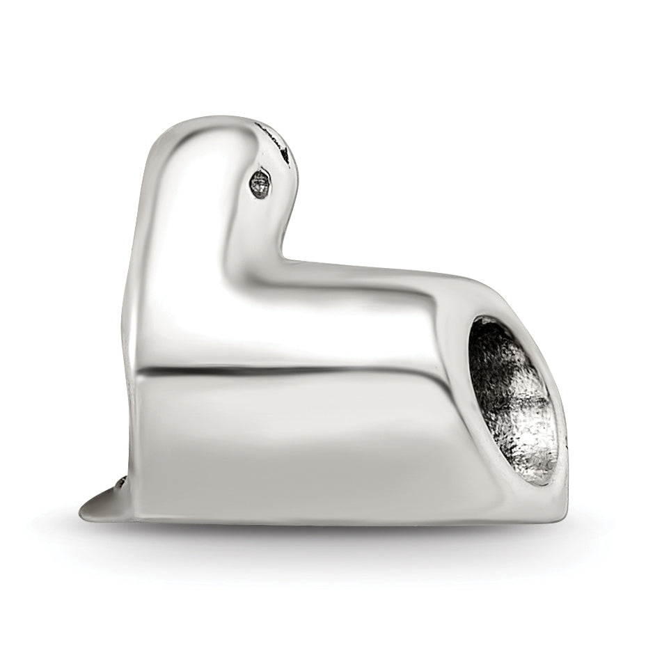 Sterling Silver 925 Antiqued Sea Lion Bead with Solid Cast Design