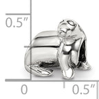 Sterling Silver 925 Antiqued Sea Lion Bead with Solid Cast Design