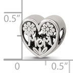 Sterling Silver 925 Mom Heart Bead with Antiqued Finish Elegant Gift Ready Design