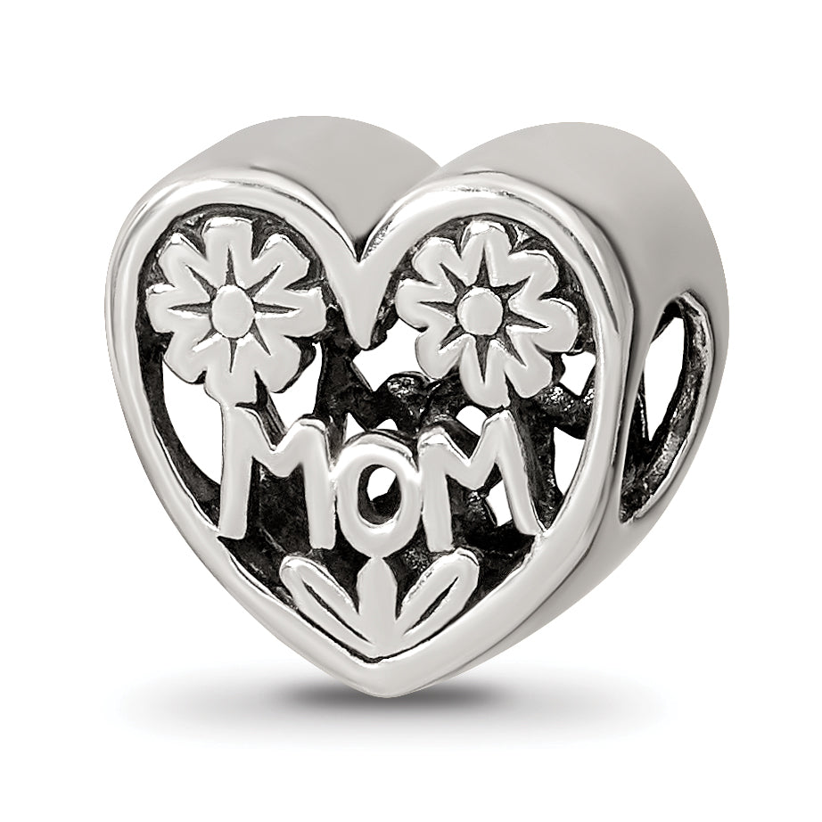 Sterling Silver Reflections Mom Heart Bead Main image