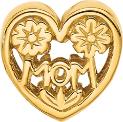Sterling Silver Reflections Gold-plated Floral Mom Heart Bead
