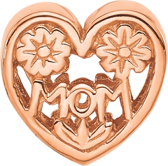 Sterling Silver Reflections Rose Gold-plated Floral Mom Heart Bead