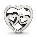 Sterling Silver 925 Two Hearts Bead with Polished Finish  Elegant Gift Ready