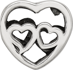 Sterling Silver 925 Two Hearts Bead with Polished Finish  Elegant Gift Ready