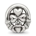 Sterling Silver 925 Three Leaf Clover Bead with Polished Finish Elegant Charm