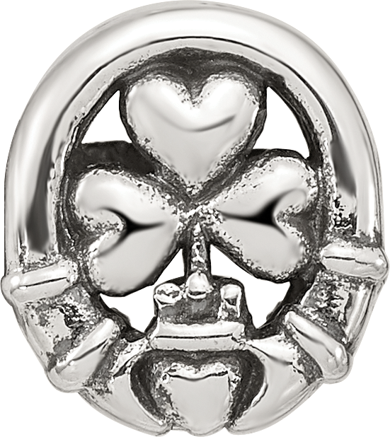 Sterling Silver 925 Three Leaf Clover Bead with Polished Finish Elegant Charm