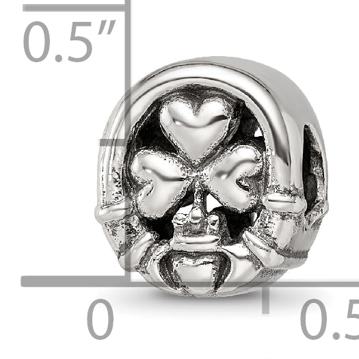 Sterling Silver 925 Three Leaf Clover Bead with Polished Finish Elegant Charm