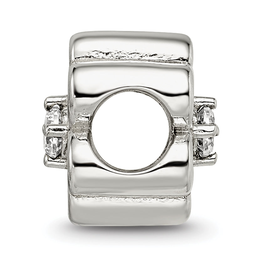Sterling Silver 925 Four Leaf Clover Bead with CZ, Polished Finish, Lucky Charm Secondary image