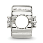 Sterling Silver 925 Four Leaf Clover Bead with CZ, Polished Finish, Lucky Charm