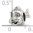 Sterling Silver 925 Fish Bead with Antiqued Finish and Intricate Design
