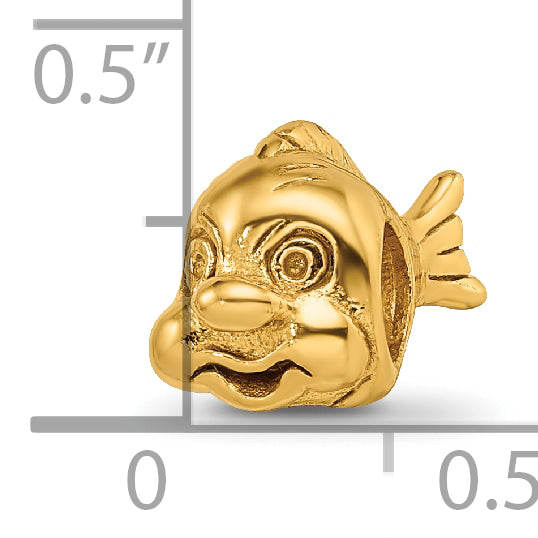 Sterling Silver Gold-Plated Fish Bead with Polished Finish  Elegant & Symbolic Charm