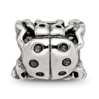 Sterling Silver 925 Ladybug Bead with Antiqued Finish for Luck and Charm