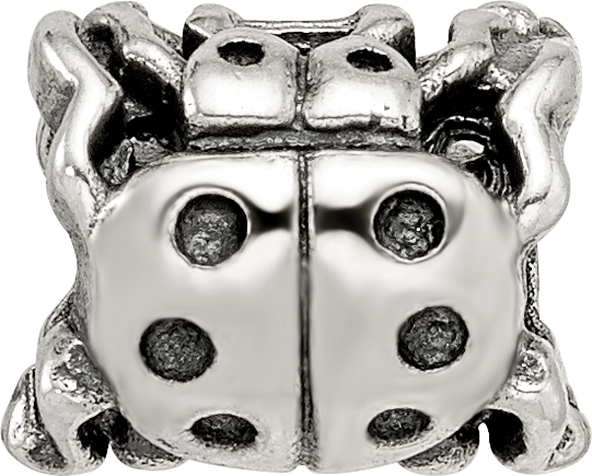 Sterling Silver 925 Ladybug Bead with Antiqued Finish for Luck and Charm