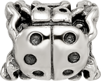 Sterling Silver 925 Ladybug Bead with Antiqued Finish for Luck and Charm