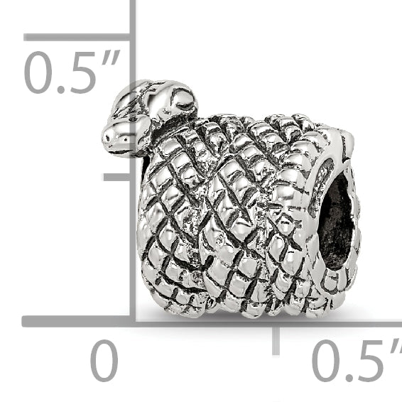 Sterling Silver 925 Snake Bead with Antiqued Finish for Timeless Elegance