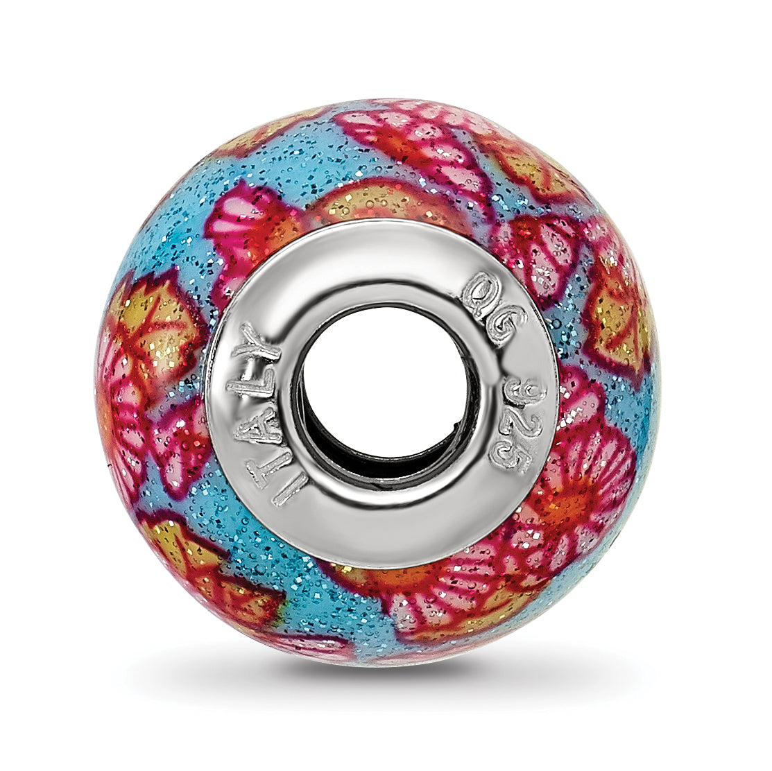 Sterling Silver Reflections Italian Multicolor Floral Overlay Glass Bead Secondary image
