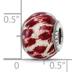 Sterling Silver 925 Glitter Glass Bead in Pink & Brown Elegant Design