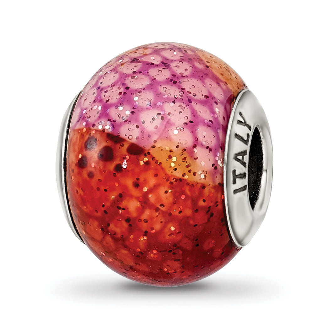 Sterling Silver Reflections Italian Pink & Orange Python Glass Bead Main image