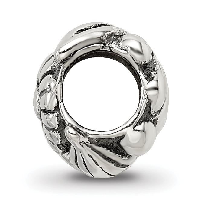 Sterling Silver 925 Reflections Shell Bead with Antiqued Solid Design