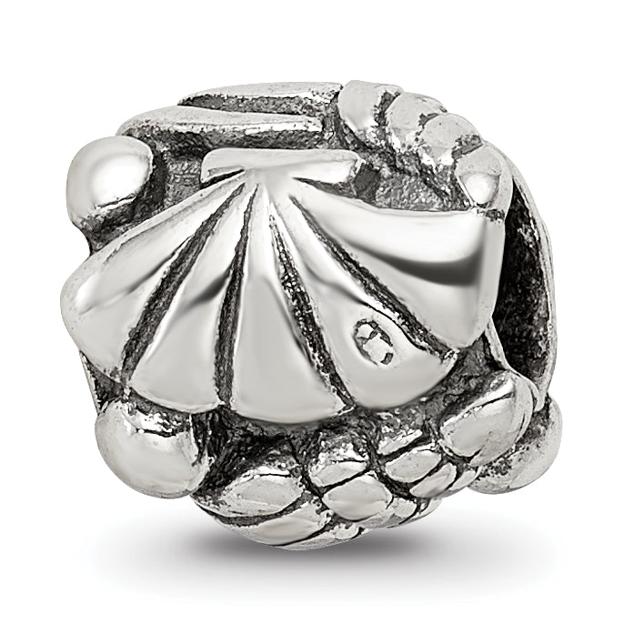Sterling Silver 925 Reflections Shell Bead with Antiqued Solid Design