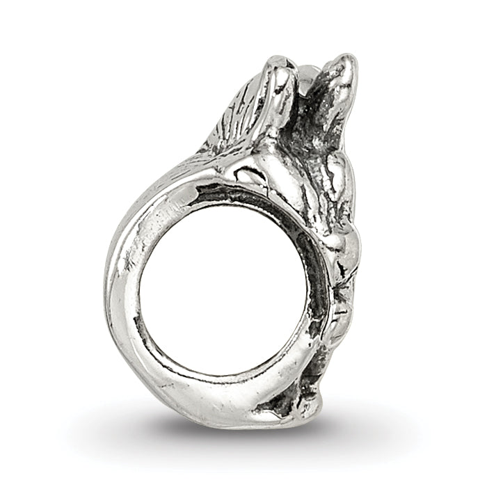 Sterling Silver 925 Squirrel Bead with Antiqued Finish Solid Design