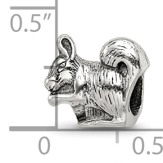 Sterling Silver 925 Squirrel Bead with Antiqued Finish Solid Design