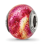 Sterling Silver Reflections Italian Fuschia & Yellow Glass Bead