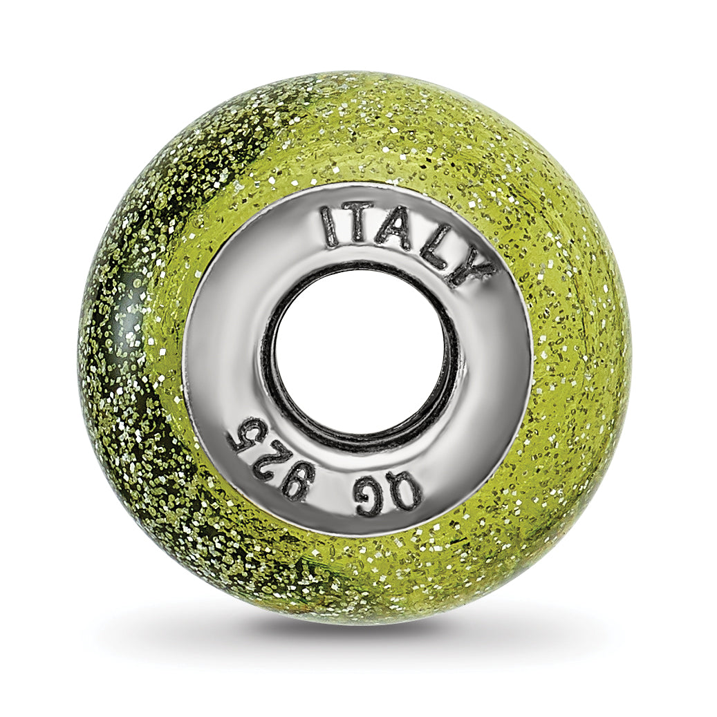 Sterling Silver 925 Polished Glass Bead with Glitter Elegance Secondary image