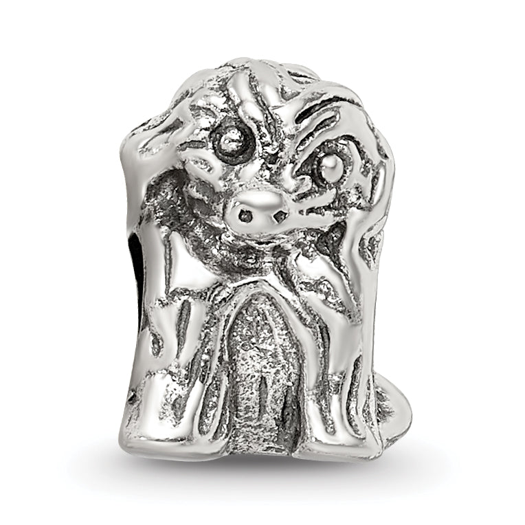 Sophia Jewelers Sterling Silver 925 Antiqued Sitting Puppy Bead  Solid, Themed Design