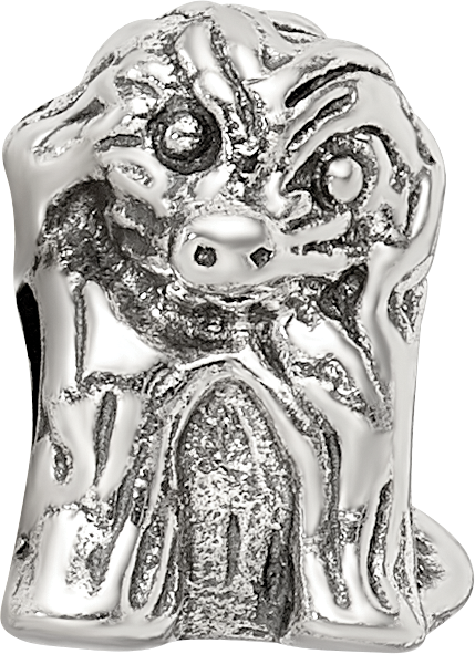 Sophia Jewelers Sterling Silver 925 Antiqued Sitting Puppy Bead  Solid, Themed Design