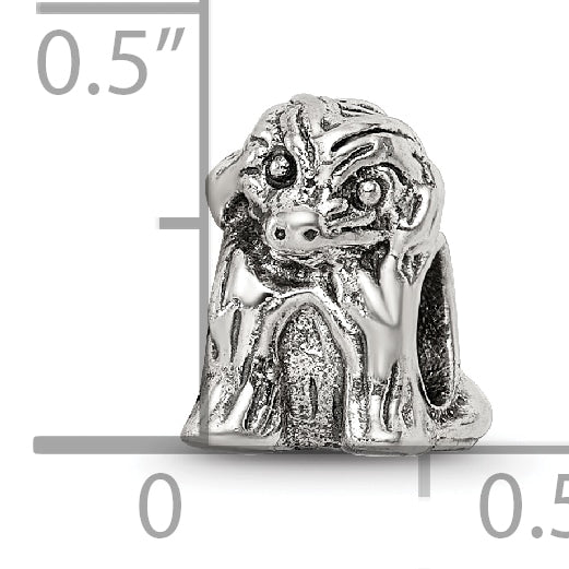 Sophia Jewelers Sterling Silver 925 Antiqued Sitting Puppy Bead  Solid, Themed Design
